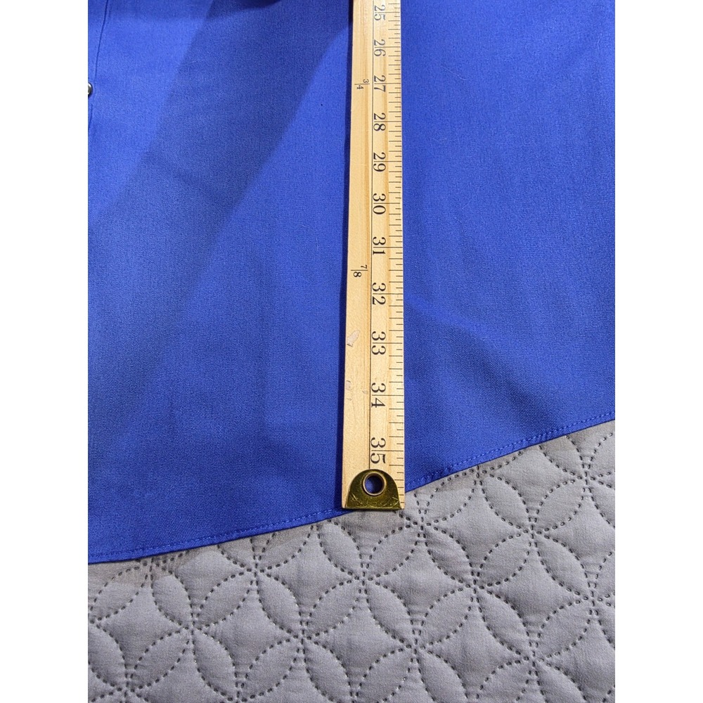 Van Heusen Lux Sateen Dress Shirt Mens 19 37/38 Tall Royal Blue NoIron Button Up - Picture 6 of 6